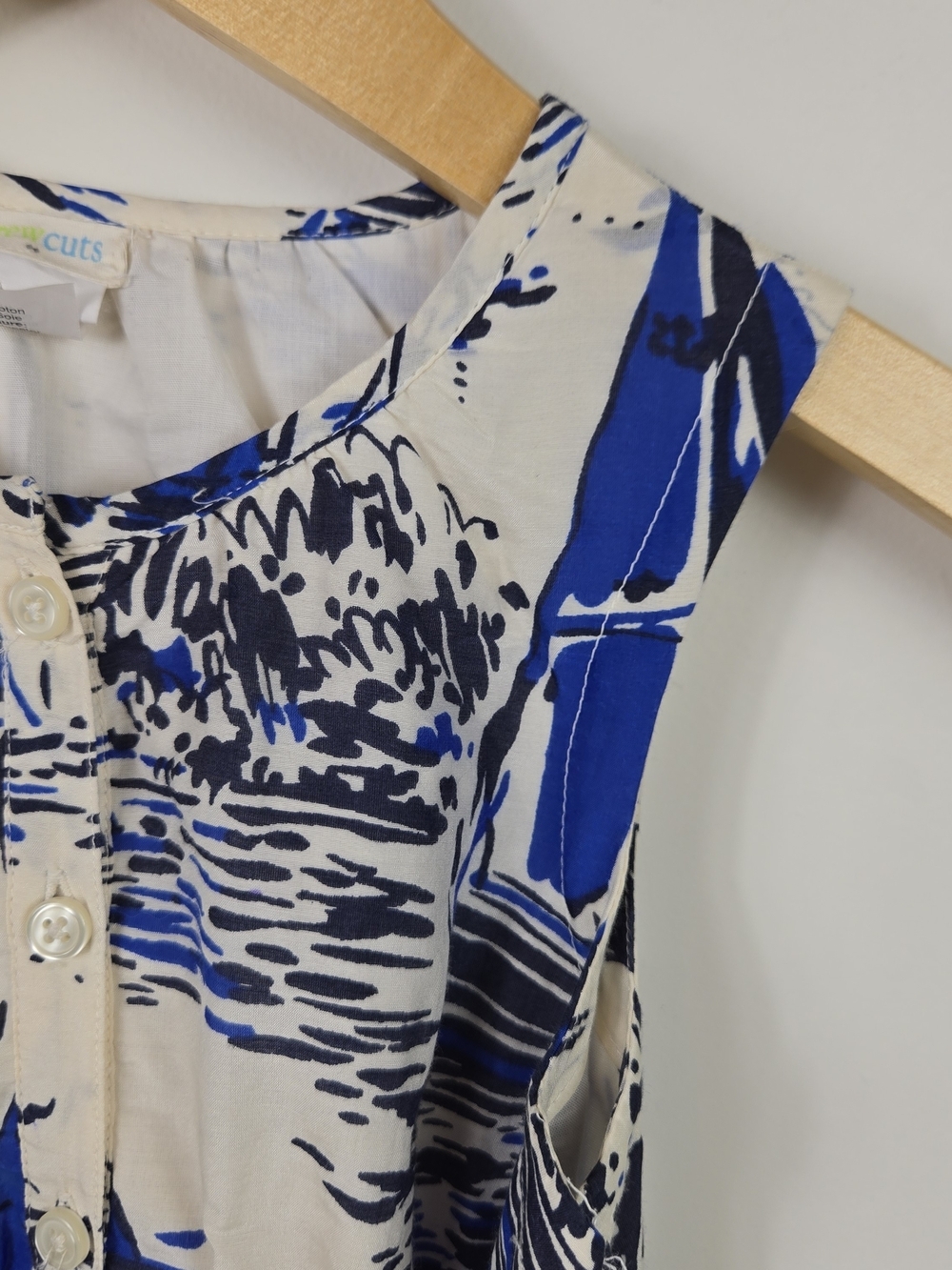 J.Crew Crewcuts Girls 4 Blue Sailboat Print Silk Cotton Belted Dress Nautical - Picture 3 of 6